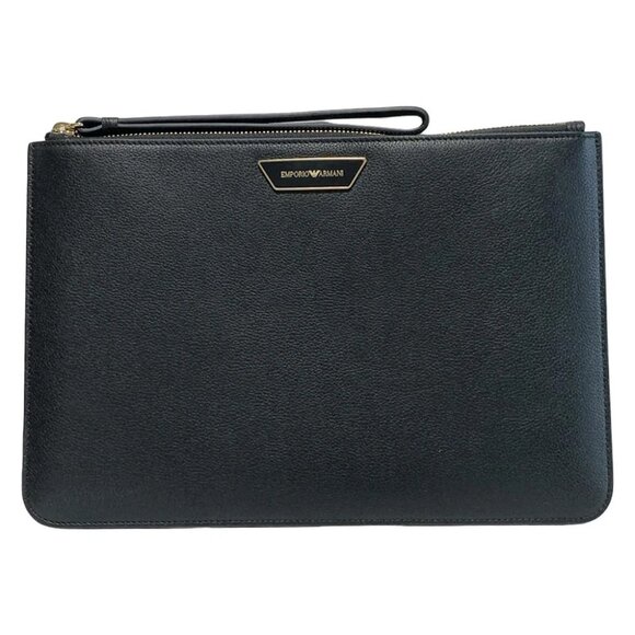 EMPORIO ARMANI - Black Leather Pouch - Picture 1 of 5